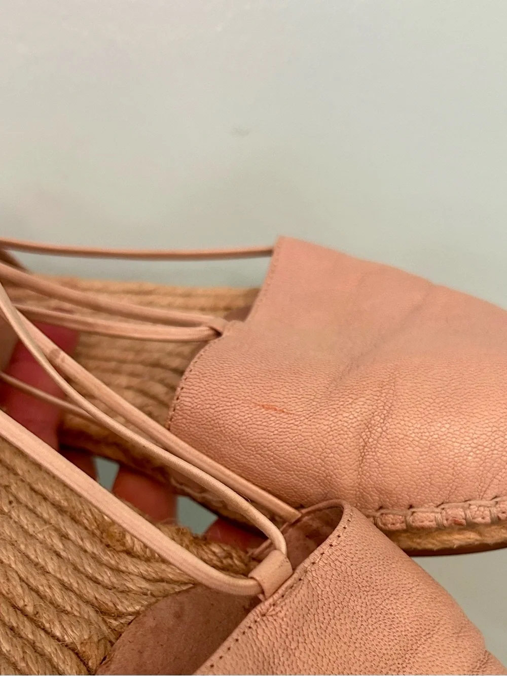 Eileen Fisher Women's Washed Blush Leather Espadrilles Shoes Sz US 7